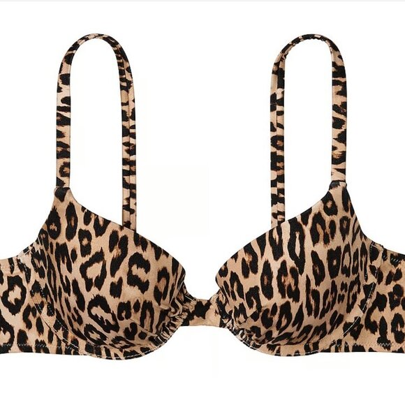 38DDD/XL Victoria Secret Swim Icon Push Up Top Bikini Side Tie Bottom Leopard - Picture 6 of 13